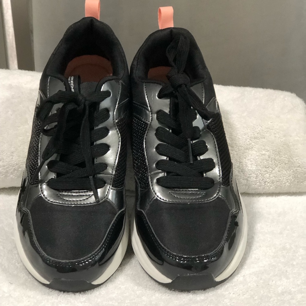 BOBS from Skechers Black and Silver Athletic Shoes